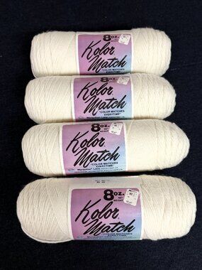 Vintage Color Match Yarn Lot 4 Off White Worsted 8oz NO DYE LOT Acrylic Blend